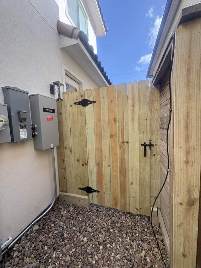 Wood gate built by Edel Contracting