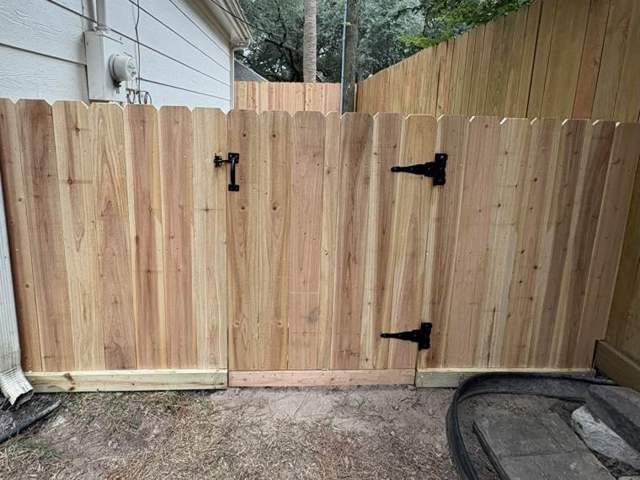 Wood gate built by Edel Contracting