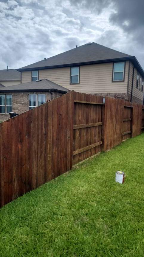 Stained wood fence